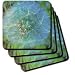 Mystic Wish- Blue and Green Dandelion- Flowers - Set Of 4 Coasters - Soft