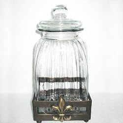Large Fleur de Lis Glass Canister