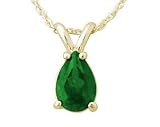 All-Natural Genuine 7x5 mm, Pear Shape Emerald pendant set in 14k Yellow gold
