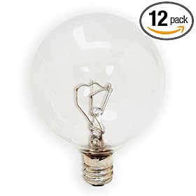 GE 17722 25 Watt Decorative Candelabra Globe G16.5 Light Bulb, Crystal Clear, 12 Pack by General Electric