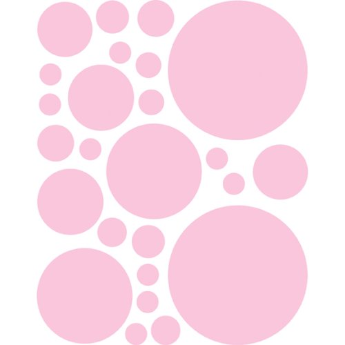 Instant Murals 25 Polka Dot Wall Transfer Stickers - Light Pink