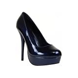 High Heel Platform Pump Dark Blue Patent