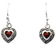 Sterling Silver Simulated Garnet Heart Earrings