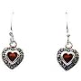 Sterling Silver Simulated Garnet Heart Earrings