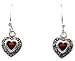 Sterling Silver Simulated Garnet Heart Earrings
