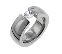 Sparkling White or Clear Cubic Zirconia CZ High Polished Titanium Wedding Band Ring Size 7(Size 7,8,9,10)
