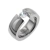 Sparkling White or Clear Cubic Zirconia CZ High Polished Titanium Wedding Band Ring