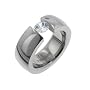 Sparkling White or Clear Cubic Zirconia CZ High Polished Titanium Wedding Band Ring (Size 6,7,8,9,10)