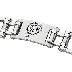 Stainless Steel Miami Dolphins Logo ID Bracelet