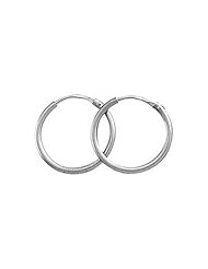 Ladies Platinum Conventional Hoop Earrings - 15.25mm