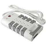 Pivoting 12 Outlet Power Surge Block with Flat Plug