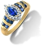 10KT Ladies Synthetic Sapphire and Diamond Ring