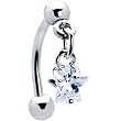 Top Down Clear Gem Dangle Star Eyebrow Ring