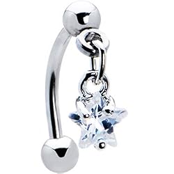 Top Down Clear Gem Dangle Star Eyebrow Ring