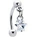 Top Down Clear Gem Dangle Star Eyebrow Ring