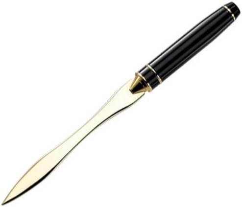 Black Office Mail Letter Opener with Golden End Tip &amp; Black Gift Box - Perfect Gift For Him / Her