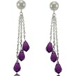 Briolette Purple Crystal Dangle Earrings Womens Jewelry in Sterling Silver