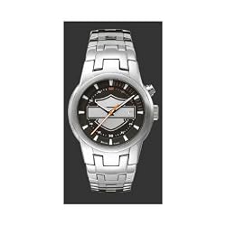 Harley-Davidson&reg; Men's Bulova Watch. Electroluminescent Bar & Shield Dial with Date. 76B039.