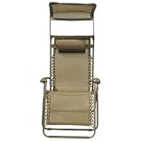 Bliss Hammocks Extra Wide Gravity Free Recliner With Canopy Shade - Tan