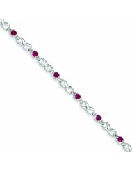 1.8 Carat 14K White Gold w/ Diamond and Ruby Gemstone Bracelet