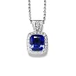 18K White Gold Tanzanite and Diamond Pendant