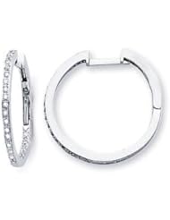 14k White Gold Round Diamond Pave Hoop Earrings .29ct (G-H Color, I1 Clarity)