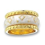Fashion Jewelry - Ivory Enamel 3 Stackable Fashion Rings Set