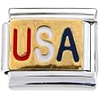 Gold Usa Italian Charm