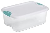 Sterilite 18848012 15-Quart Latch Box See-Through with White Lid and Peacock Latches, 12-Pack