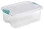 Sterilite 18848012 15-Quart See-Through Latch Box with White Lid and Peacock Latches