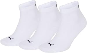 PUMA Quarter 3P - Calcetines unisex, color blanco, talla 39-42