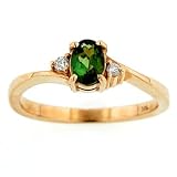 14-Karat Yellow Gold Green Tourmaline and Diamond Ring