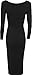 WearAll Women's Bodycon Stretch Plain Long Sleeve Round Neck Midi Dress