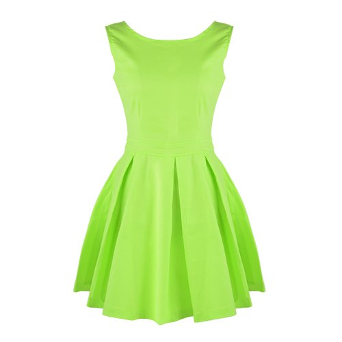 neon green skater dress Green Long Sleeve Polka Dots Draped Mini Dress Green / 8 main image 1