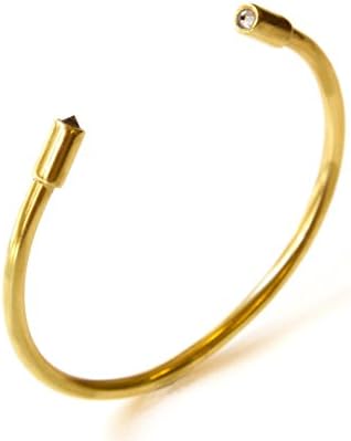 Tubes Bracelet in gold inlaid with clear stones, Arm bracelet, Arm cuff, Stackable bracelet, Stacking jewelry