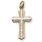 24K Gold over Sterling Silver and Sterling Silver Two Tone Cross and 18-inch Chain