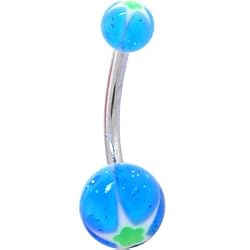Psychedelich Aqua Star Acrylic Belly Button Ring