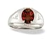 14K White Gold Genuine Oval Garnet and Diamond Men's Men's Ring - Size 10