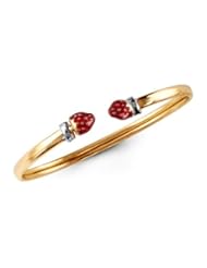 14k Yellow Gold Strawberry Baby Child Bangle Bracelet