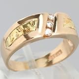 Vintage 14K Yellow Gold Men?s Nugget & Diamond Ring