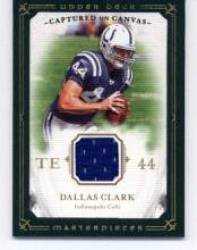 2008 Upper Deck / UD Masterpieces Captured on Canvas Jerseys #CC13 Dallas Clark - Indianapolis Colts (Piece of Authentic Game Worn Jersey)(Football Cards)
