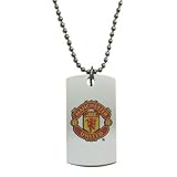 Manchester United FC. Stainless Steel Colour Crest Dog Tag and Chain