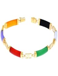 14K Yellow Gold Multicolored Jade Bracelet