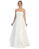 Ladies White Patterned Long Strapless Quinceanera Dress