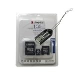 PC Multimedia Mobility Combo Kit of Kingston 1GB microSD, SD Adapter, miniSD adapter and Black microSD TF Card Reader / Writer