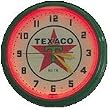 Texaco Gasoline Gas Neon Wall Clock 20" Spun Aluminum Powder Coated Finish Warranty Made In USA