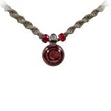 Glass Red Rose Pendant On Hemp Necklace