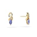 14K Yellow Gold Genuine Marquise Tanzanite and Diamond Earrings