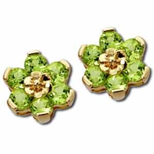 14kt Yellow Gold Floral Peridot Earrings