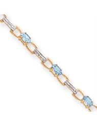 14k Gold Completed Fancy Diamond/Blue Topaz Bracelet